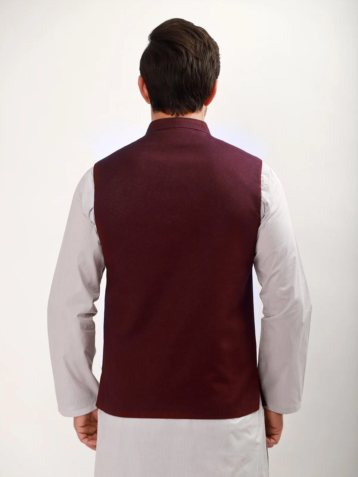 Men's Maroon Waist Coat - EMTWC21-35752 - Image 2