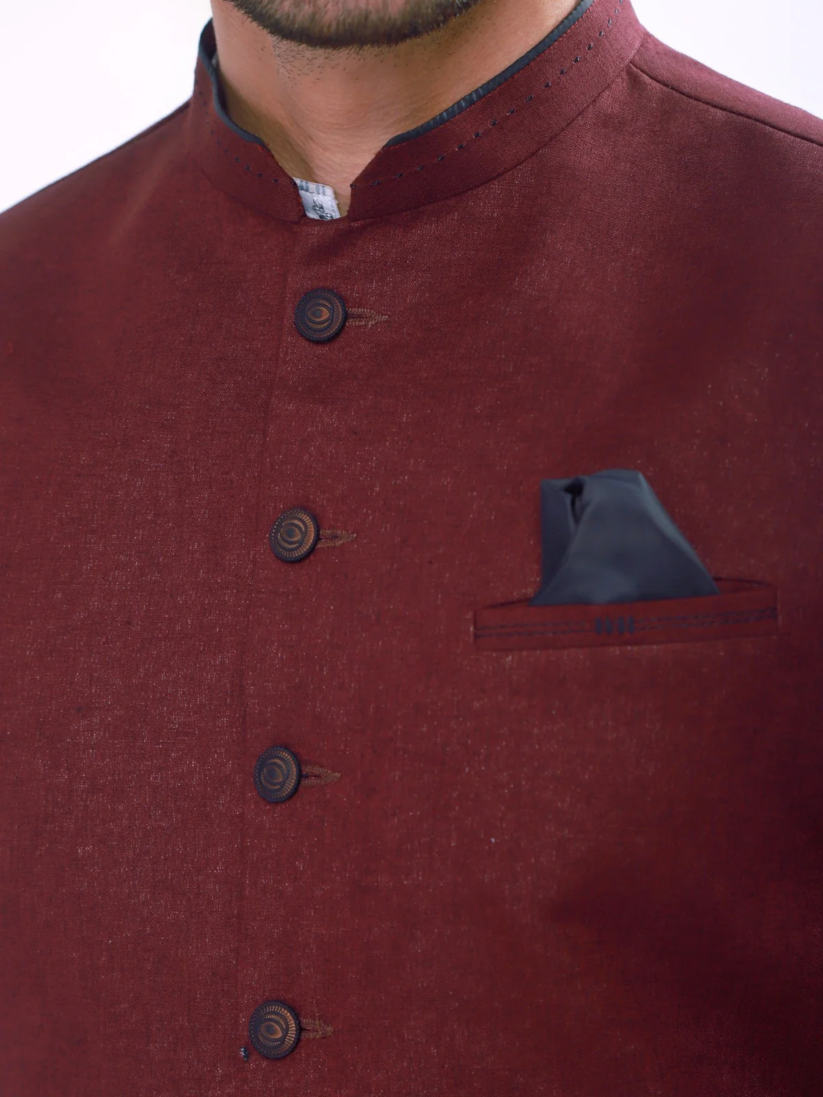 Men's Maroon Waist Coat - EMTWC21-35752 - Image 3