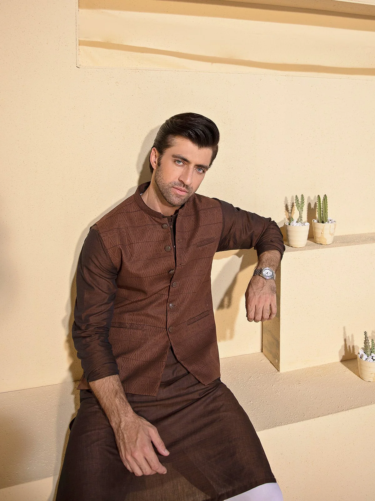 Men's Brown Waist Coat - EMTWC21-35758 - Image 5