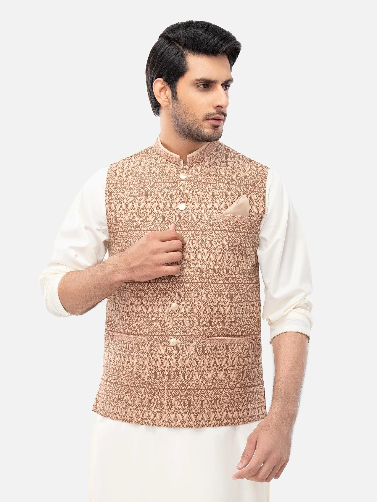 Men's Light Brown Waist Coat - EMTWC21-35760 - Image 2