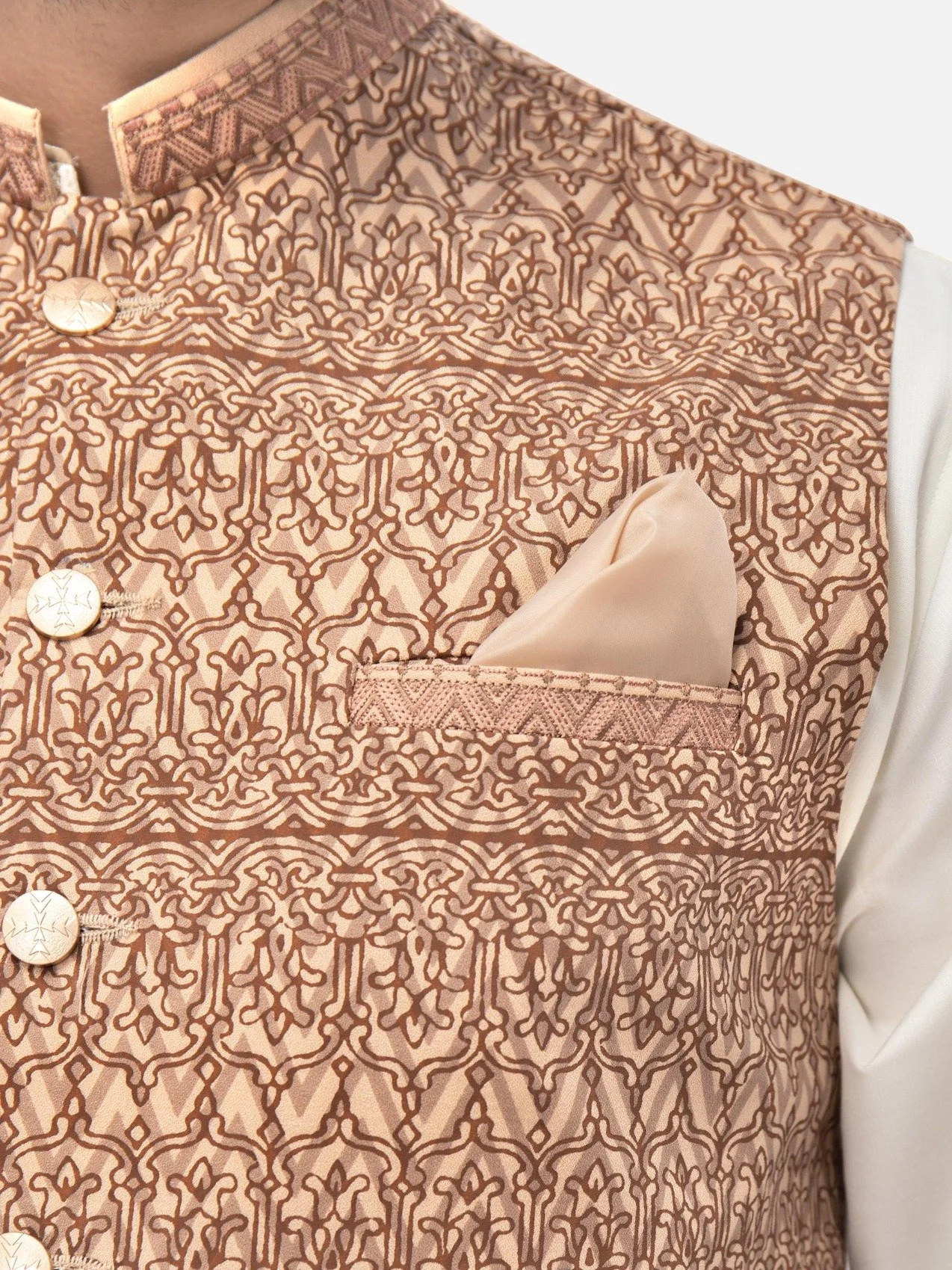 Men's Light Brown Waist Coat - EMTWC21-35760 - Image 3