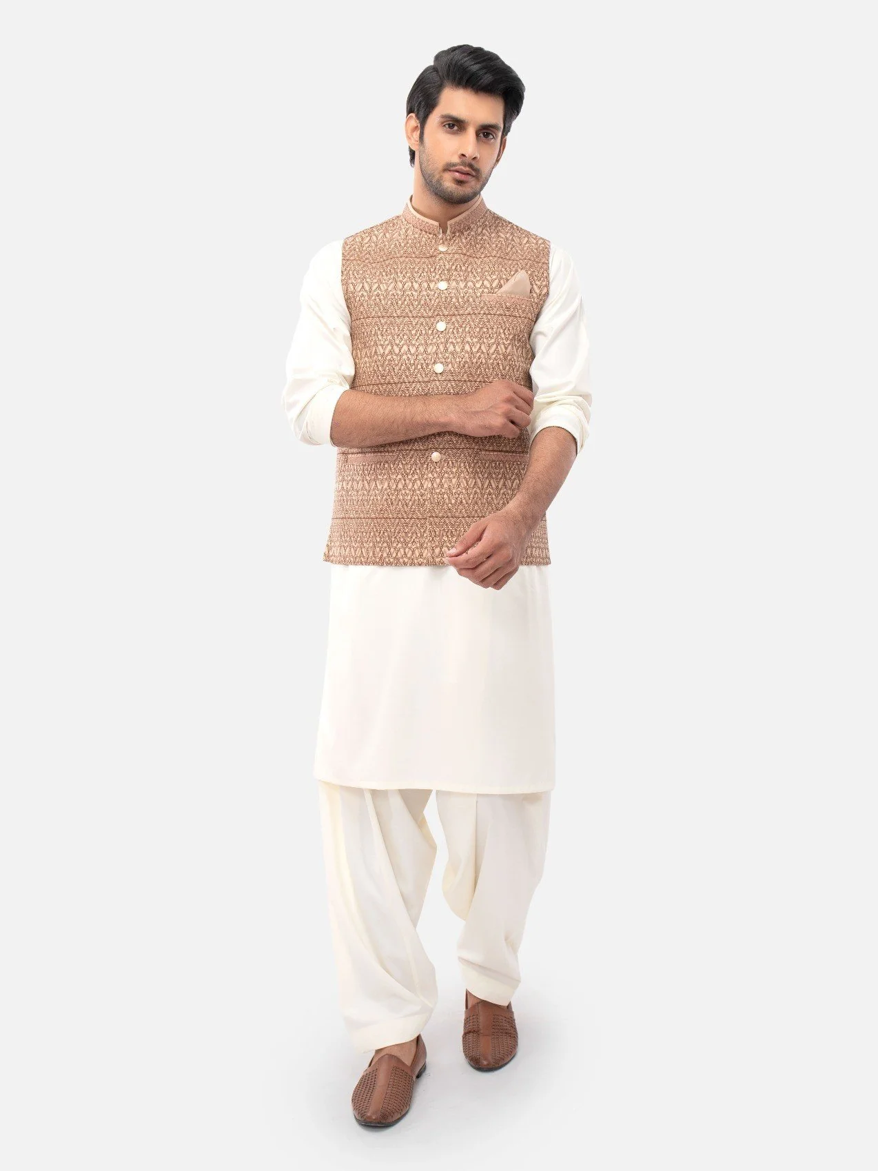Men's Light Brown Waist Coat - EMTWC21-35760 - Image 5