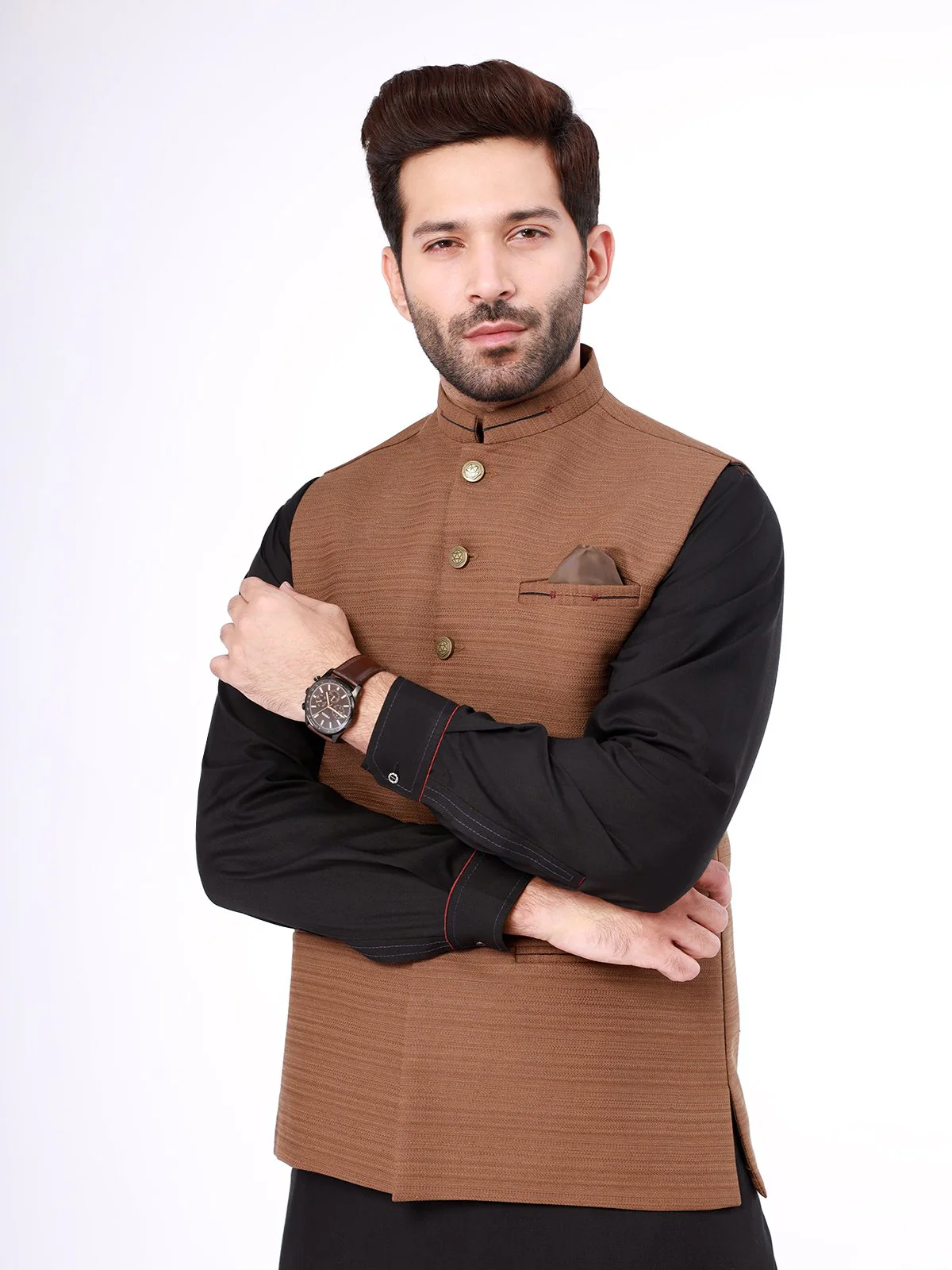 Men's Brown Waist Coat - EMTWC21-35761 - Image 2