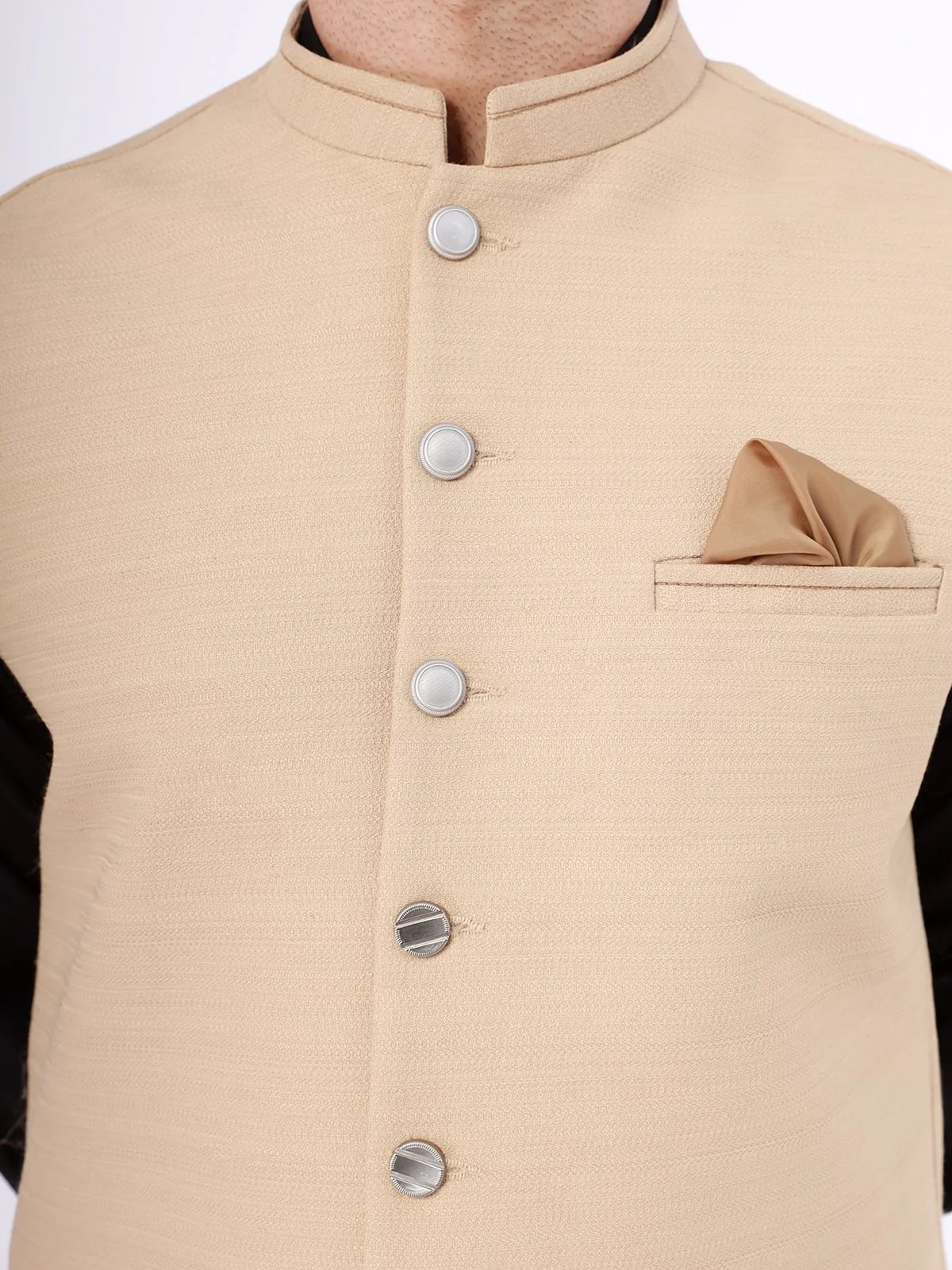 Men's Beige Waist Coat - EMTWC21-35762 - Image 3