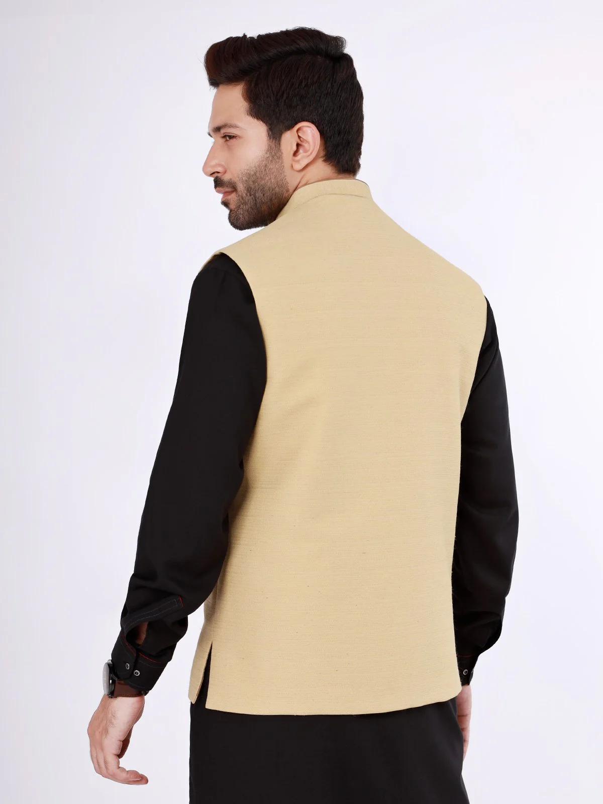 Men's Beige Waist Coat - EMTWC21-35765 - Image 3