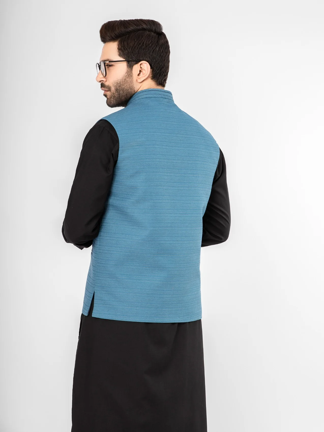 Men's Teal Blue Waist Coat - EMTWC21-35766 - Image 4