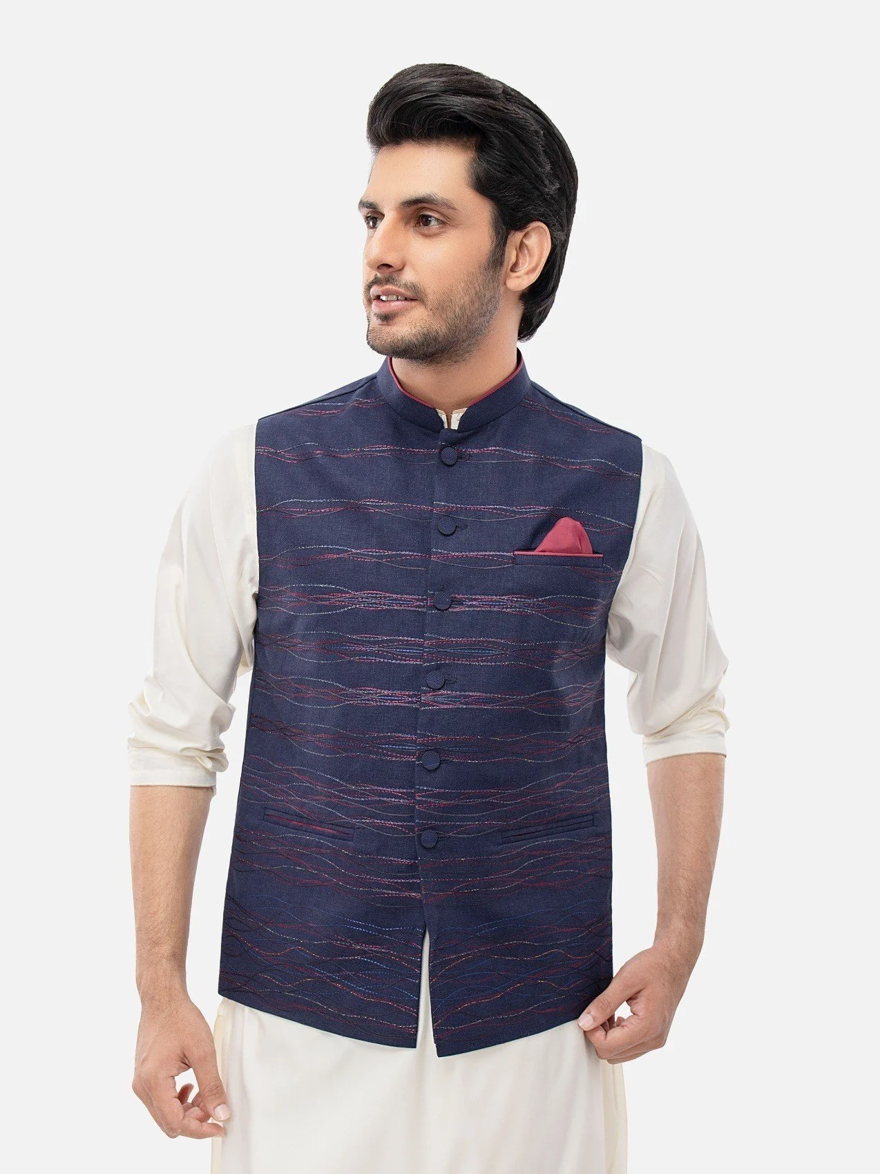 Men's Navy Blue Waist Coat - EMTWC21-35767 - Image 2