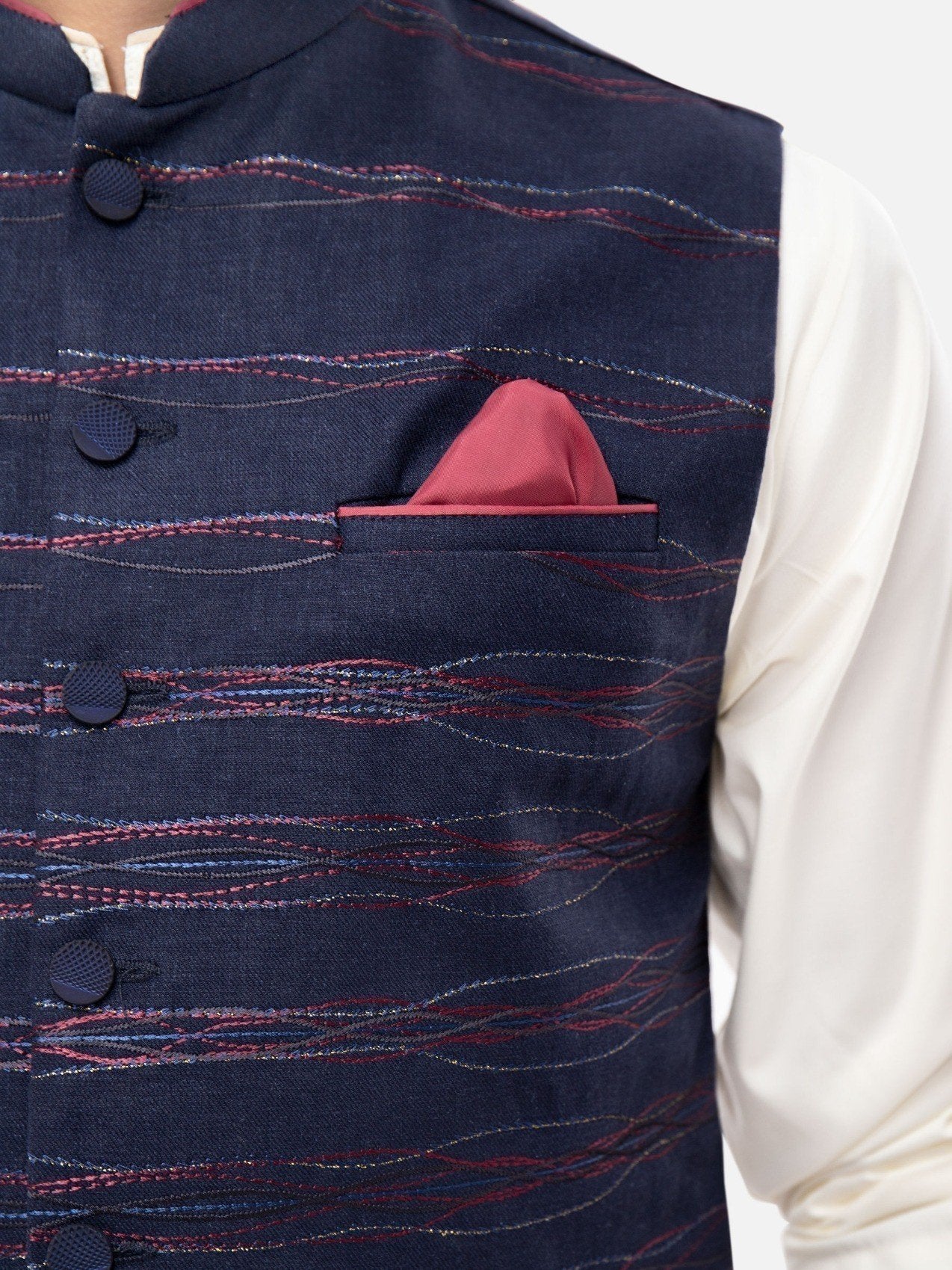 Men's Navy Blue Waist Coat - EMTWC21-35767 - Image 3