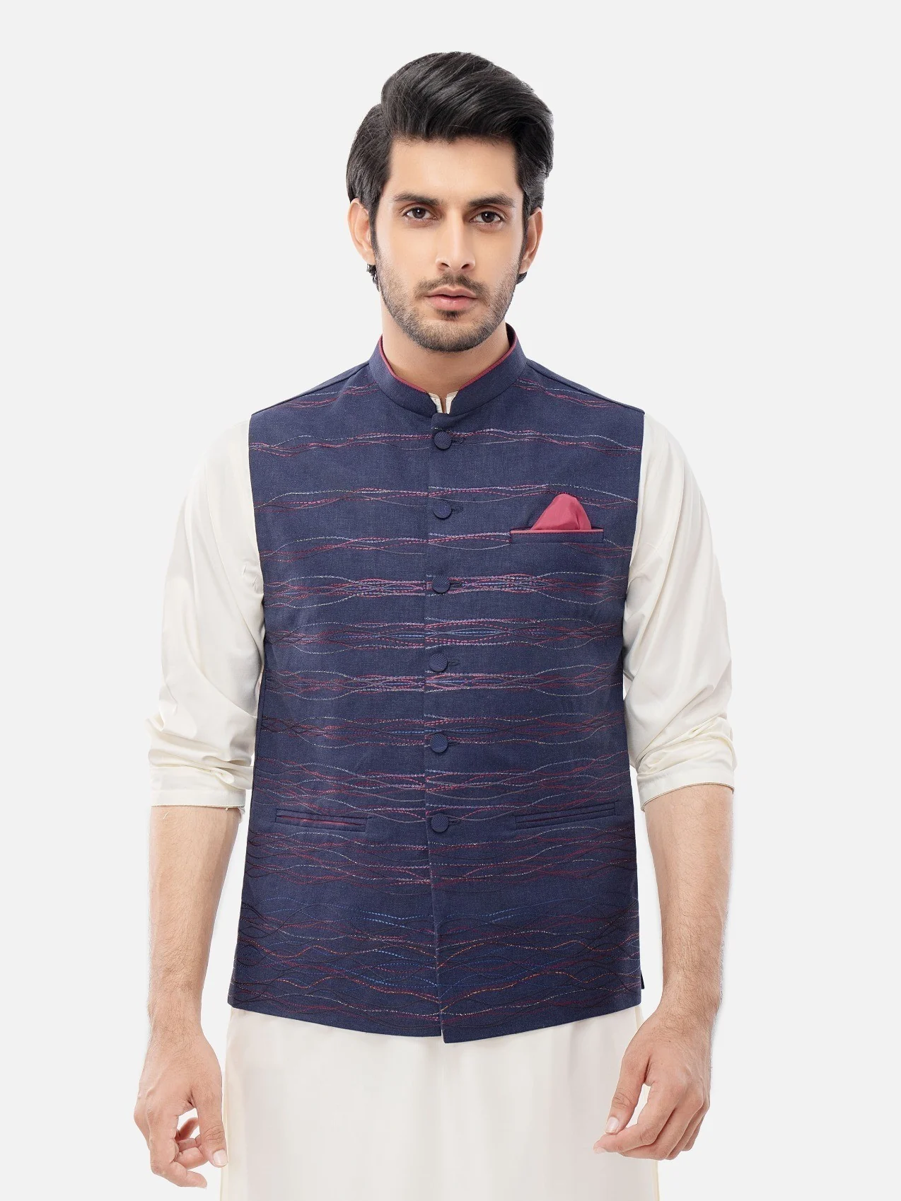 Men's Navy Blue Waist Coat - EMTWC21-35767 - Image 5