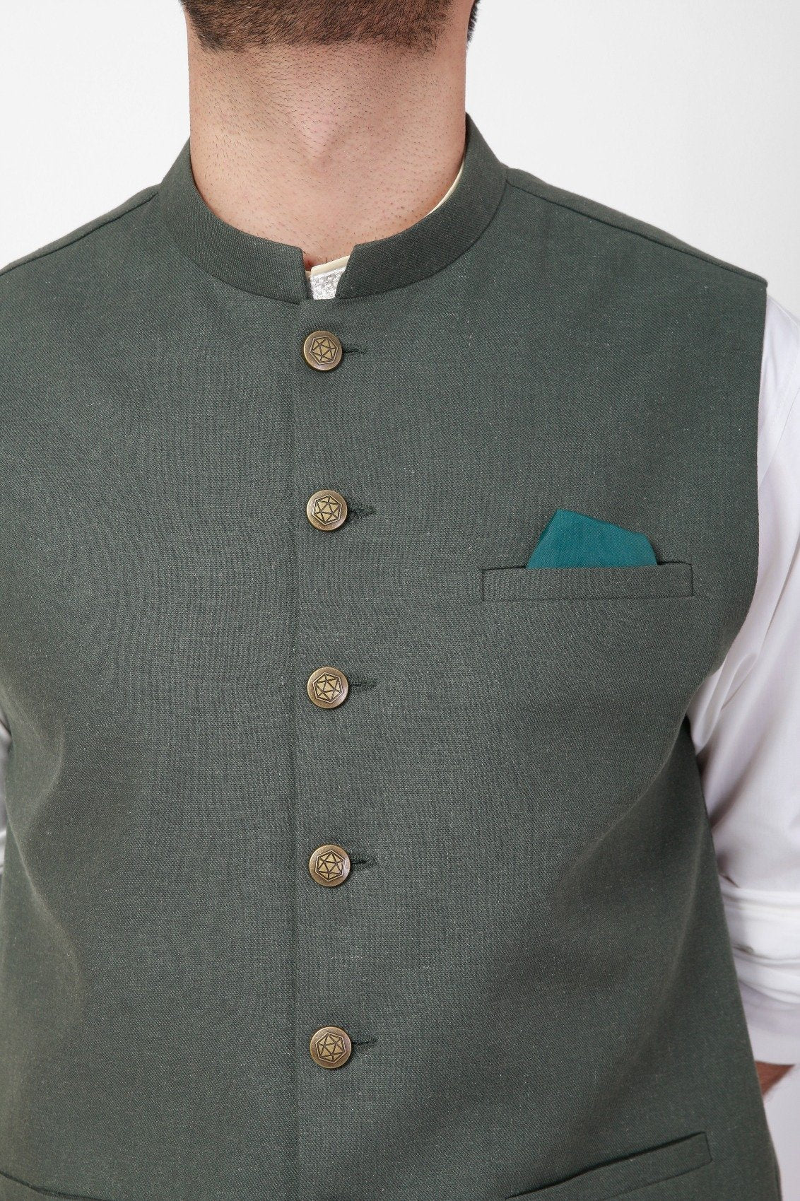 Men's Dark Sage Waist Coat - EMTWC21-35768 - Image 3