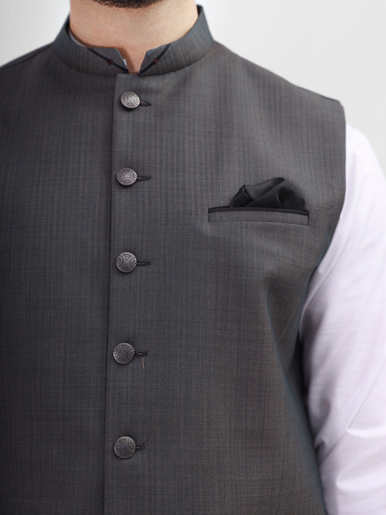 Men's Dark Grey Waist Coat - EMTWC21-35772 - Image 3