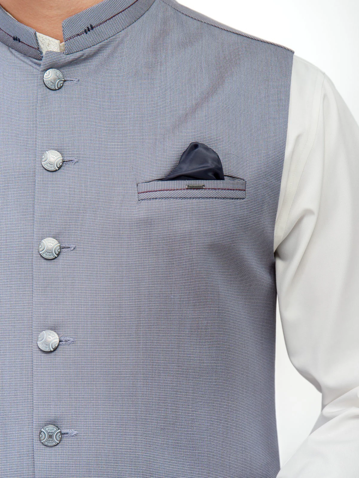 Men's Steel Blue Waist Coat - EMTWC21-35775 - Image 2