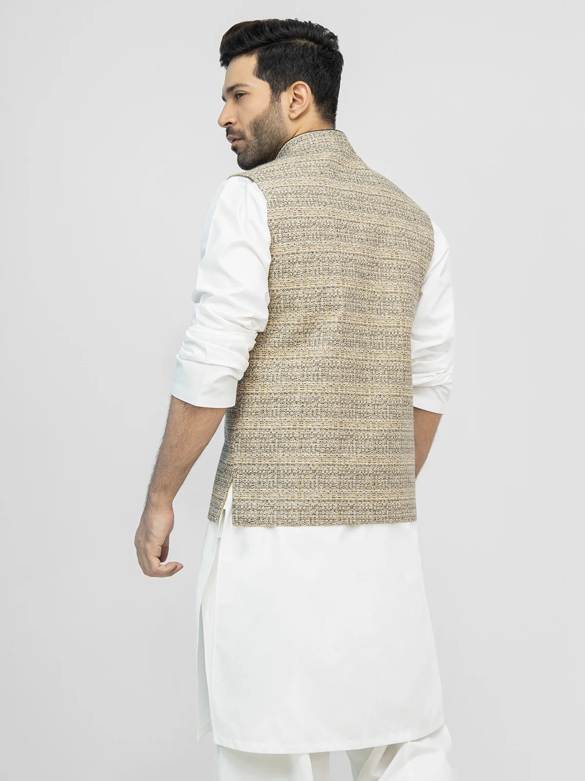 Men's Beige Waist Coat - EMTWC21-35777 - Image 5