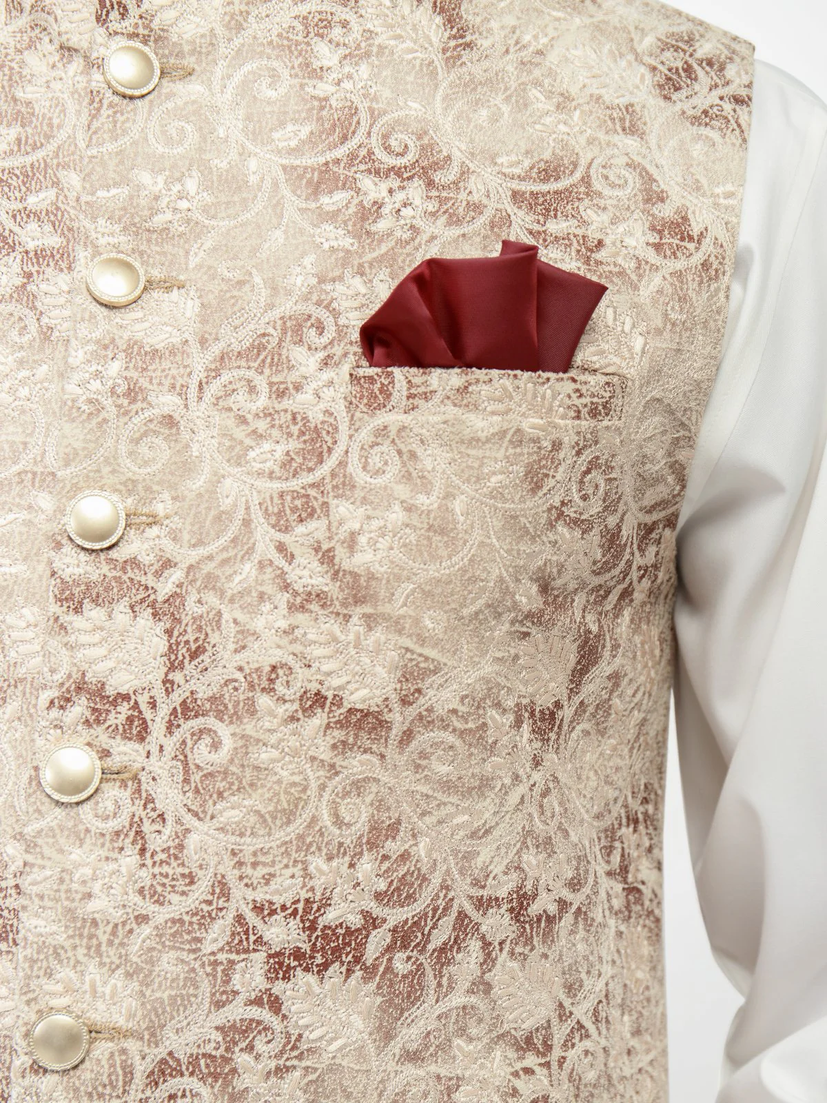 Men's Beige Waist Coat - EMTWC22-35779 - Image 3