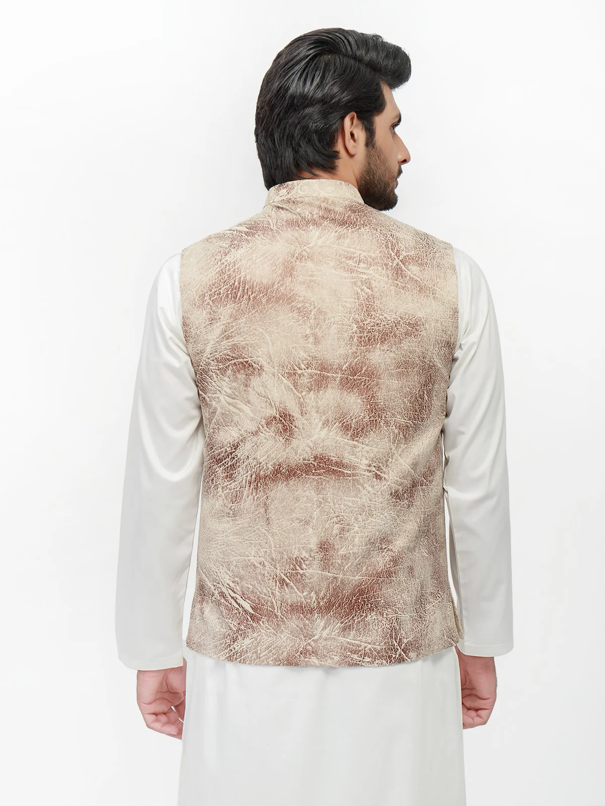 Men's Beige Waist Coat - EMTWC22-35779 - Image 4