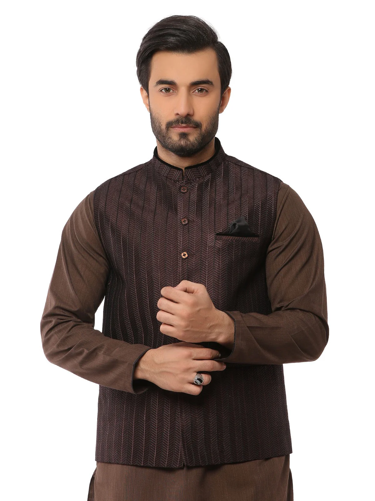 Men's Dark Brown Waist Coat Ceremonial - EMTWCC18-020 - Image 3