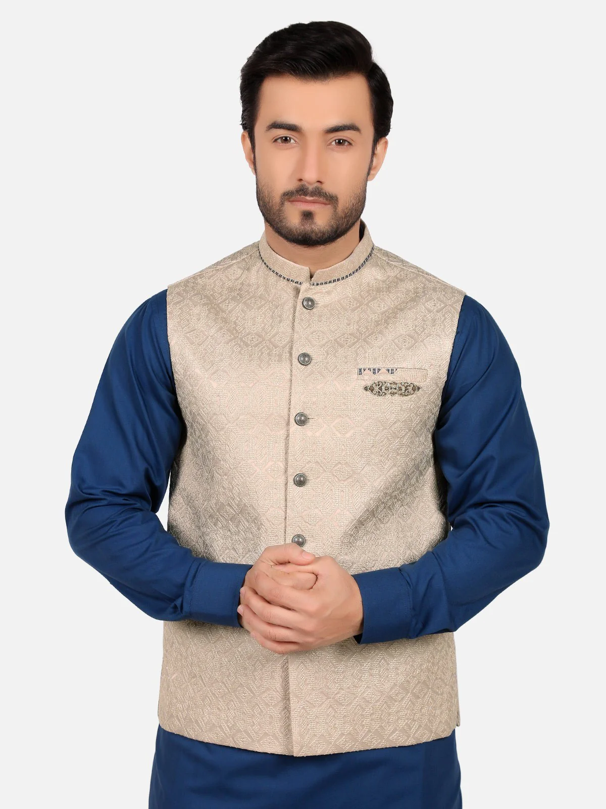 Men's Beige Waist Coat Ceremonial - EMTWCC18-024 - Image 2