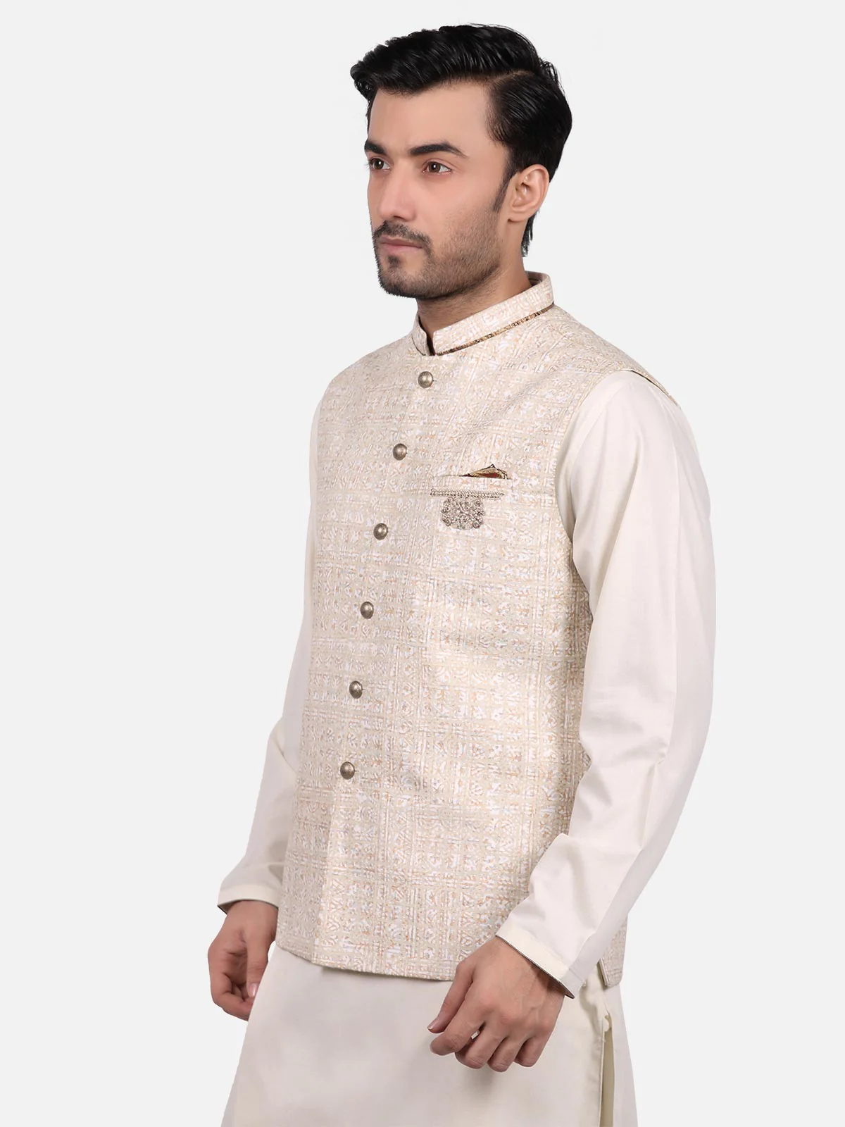 Men's Cream Waist Coat Ceremonial - EMTWCC18-034 - Image 2