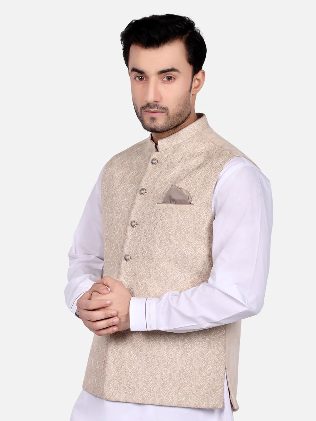 Men's Cream Waist Coat Ceremonial - EMTWCC18-040 - Image 2