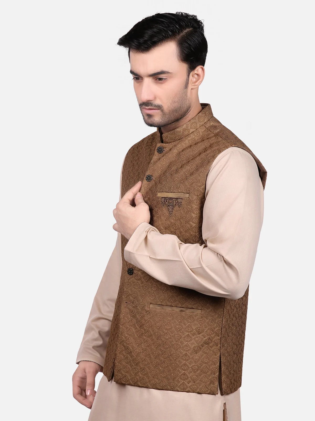 Men's Brown Waist Coat Ceremonial - EMTWCC18-042 - Image 2