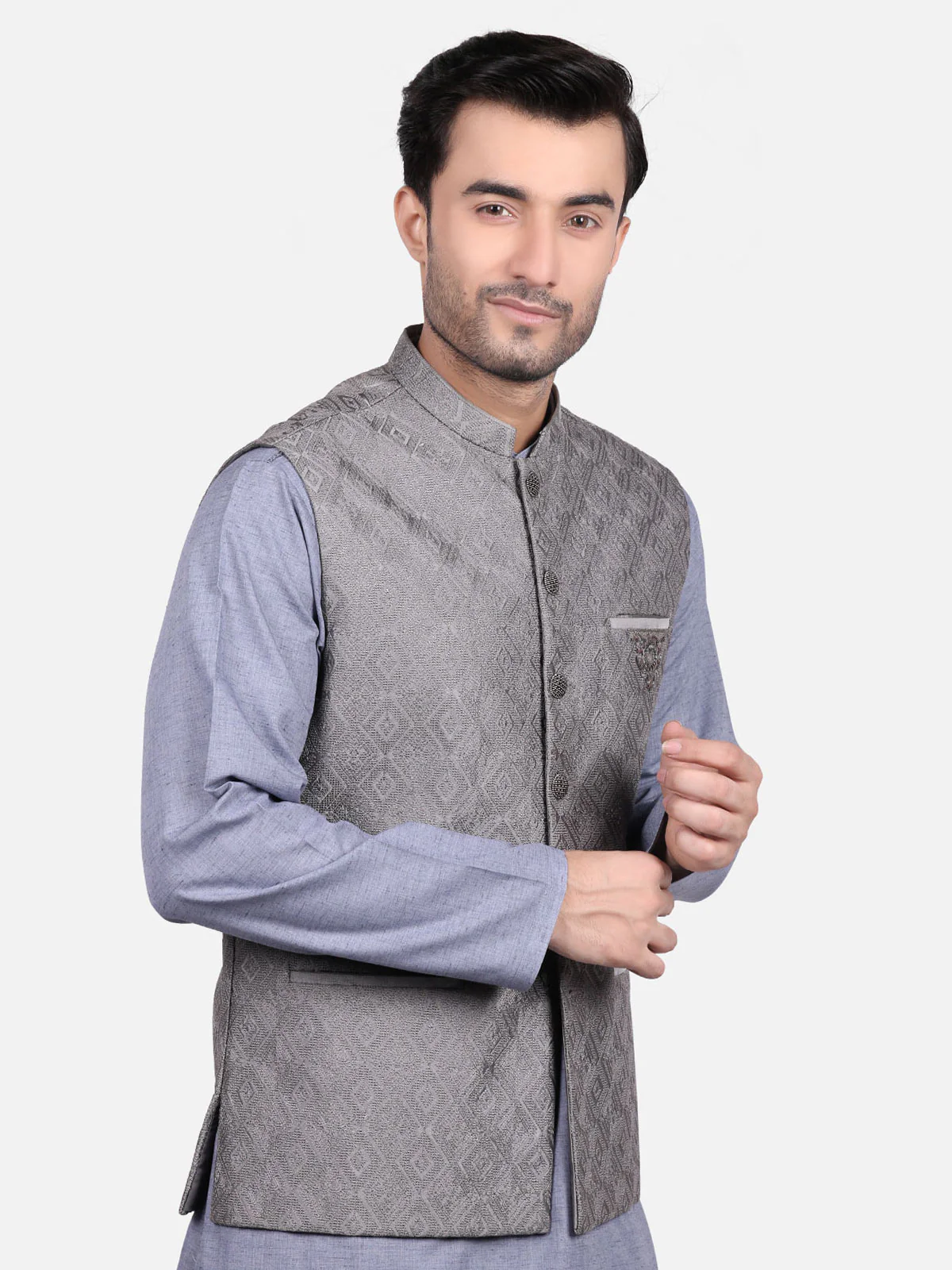 Men's Grey Waist Coat Ceremonial - EMTWCC18-046 - Image 2