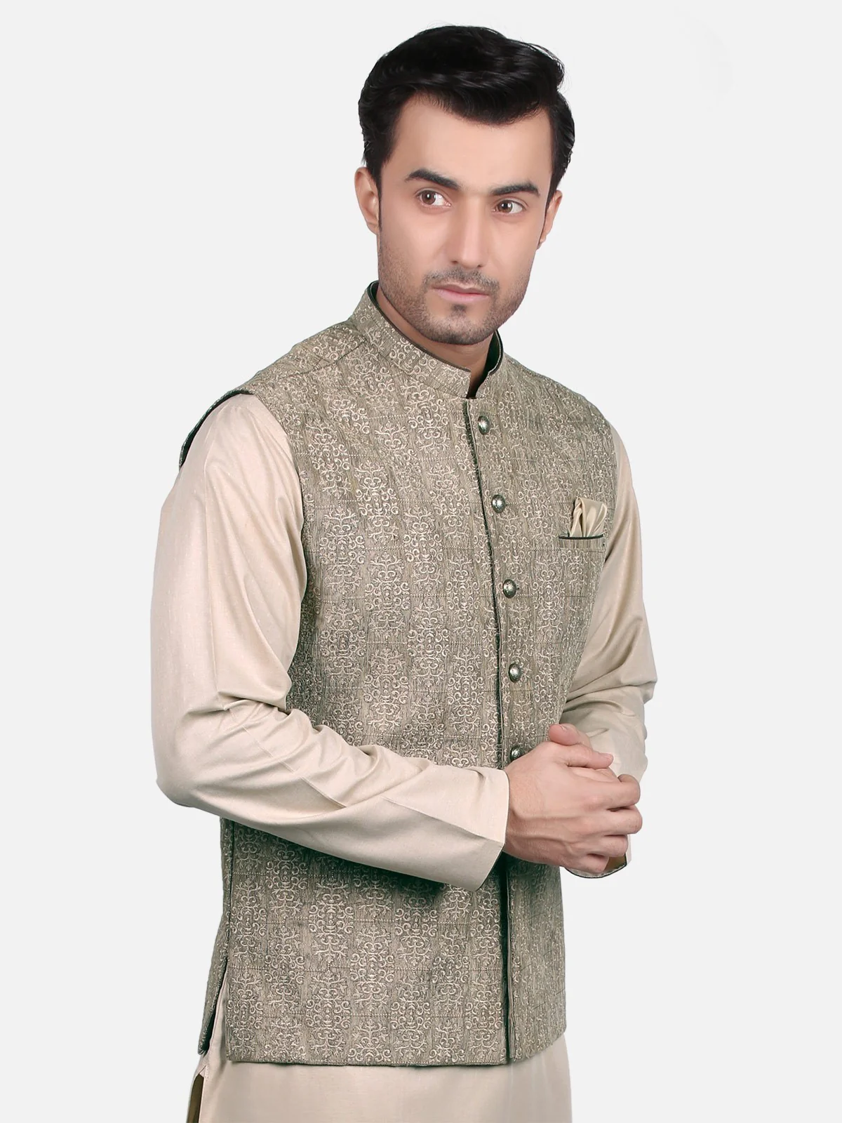 Men's Beige Waist Coat Ceremonial - EMTWCC18-051 - Image 2