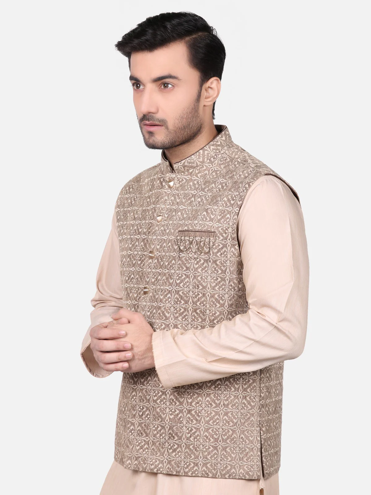 Men's Beige Waist Coat Ceremonial - EMTWCC18-053 - Image 2