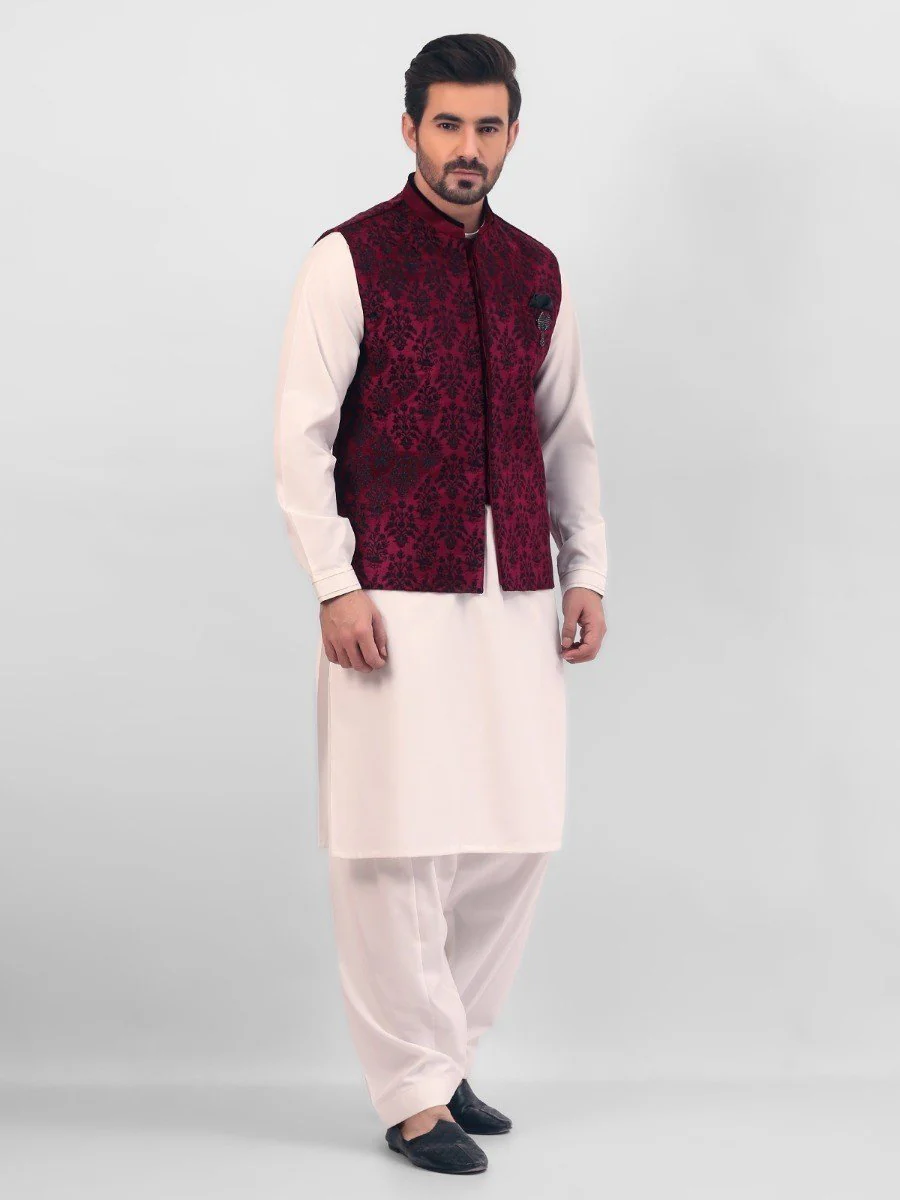 Men's Maroon Waist Coat Ceremonial - EMTWCC20-069 - Image 2