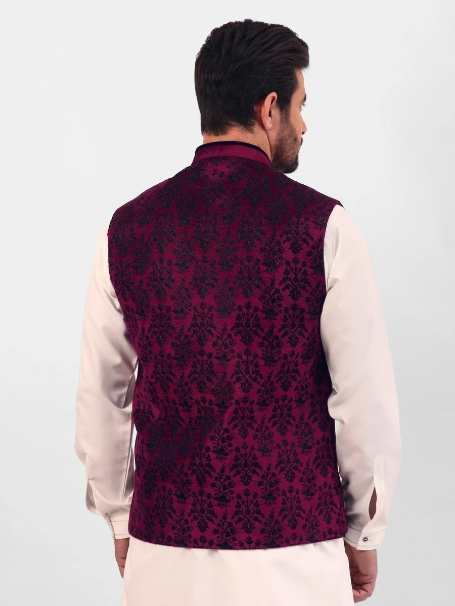 Men's Maroon Waist Coat Ceremonial - EMTWCC20-069 - Image 4