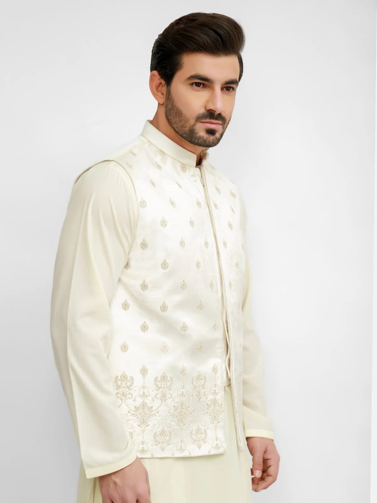 Men's Pearl White Waist Coat Ceremonial - EMTWCC20-072 - Image 2