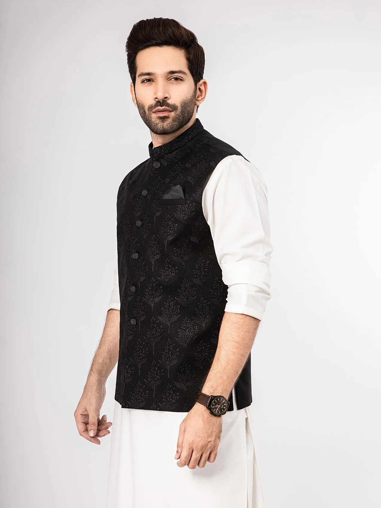 Men's Black Waist Coat Ceremonial - EMTWCC21-074 - Image 2