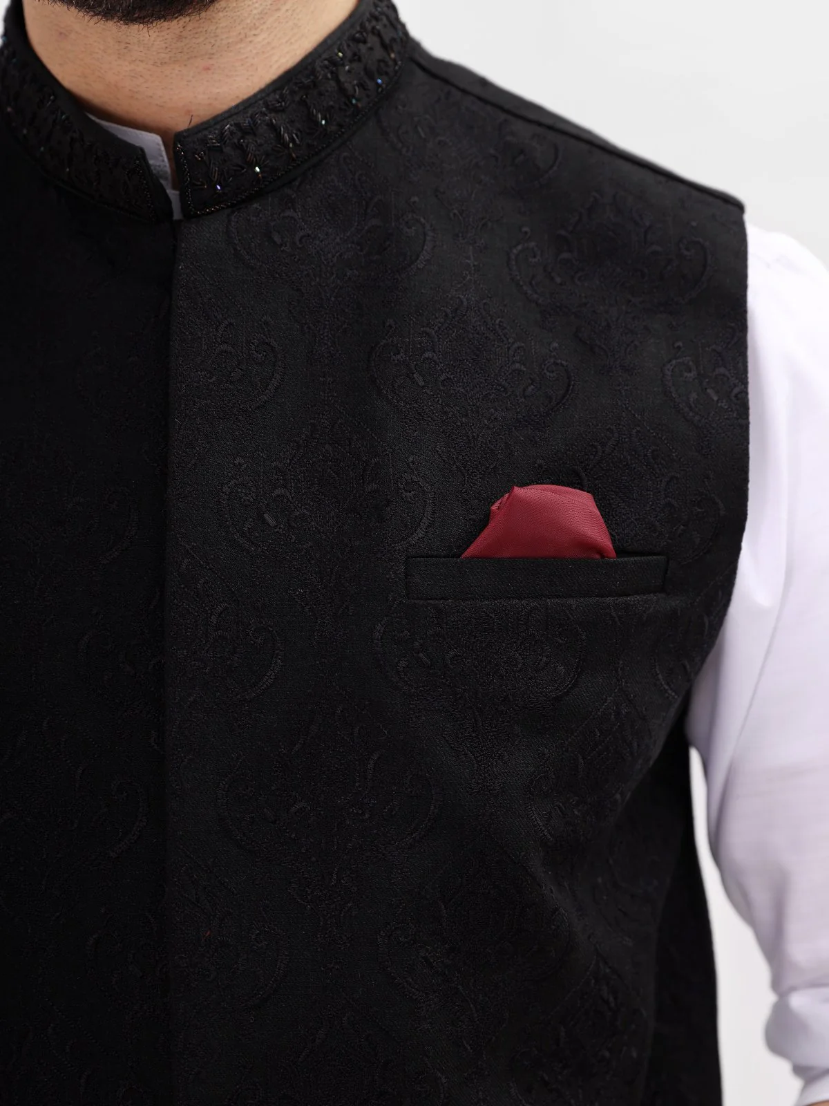 Men's Black Waist Coat Ceremonial - EMTWCC21-075 - Image 2
