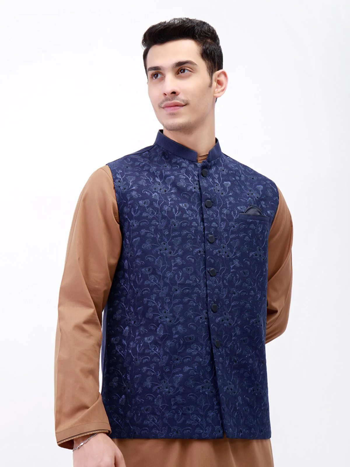 Men's Navy Blue Waist Coat Ceremonial - EMTWCC21-077 - Image 2