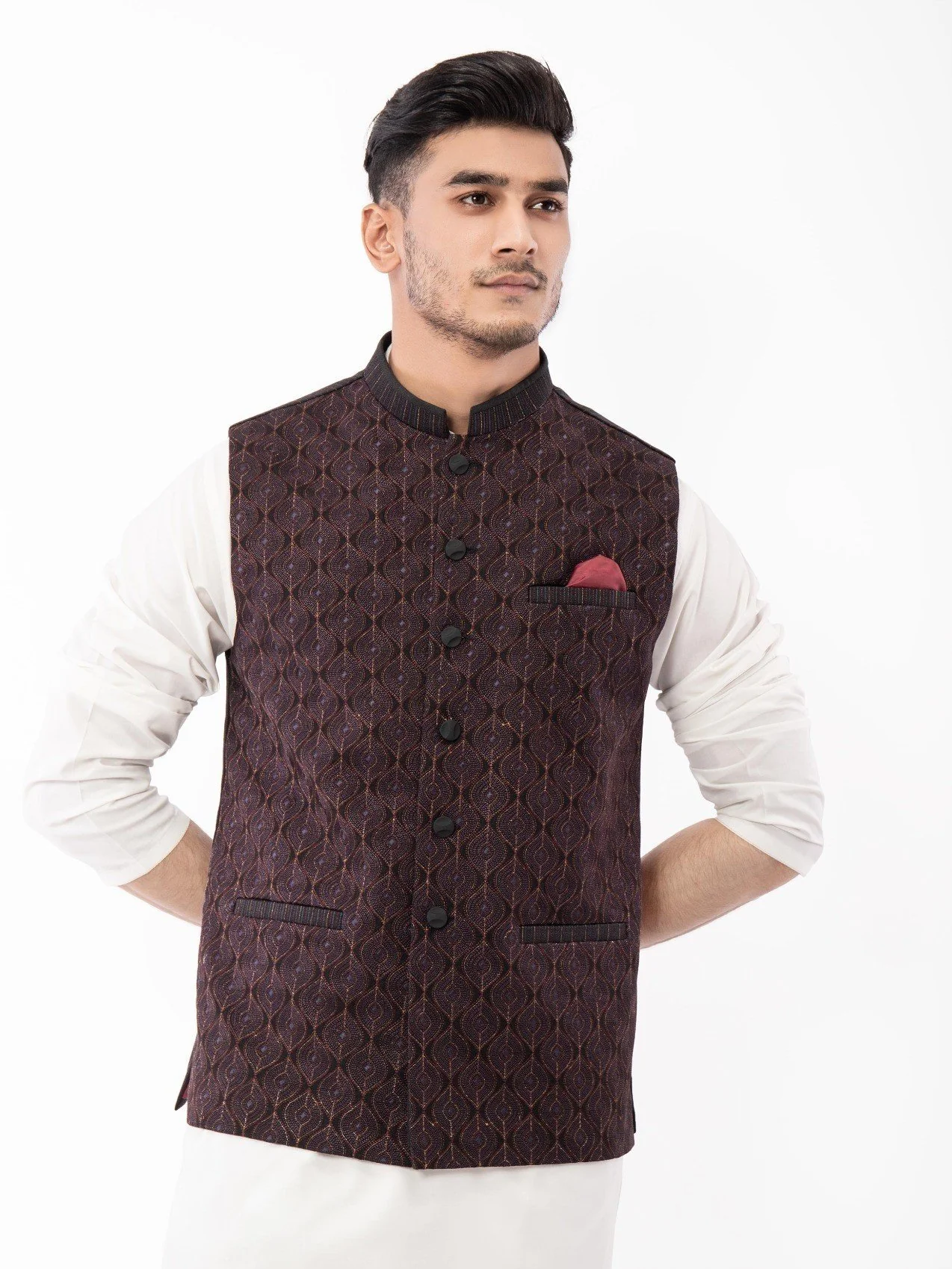 Men's Black Waist Coat Ceremonial - EMTWCC21-078 - Image 2