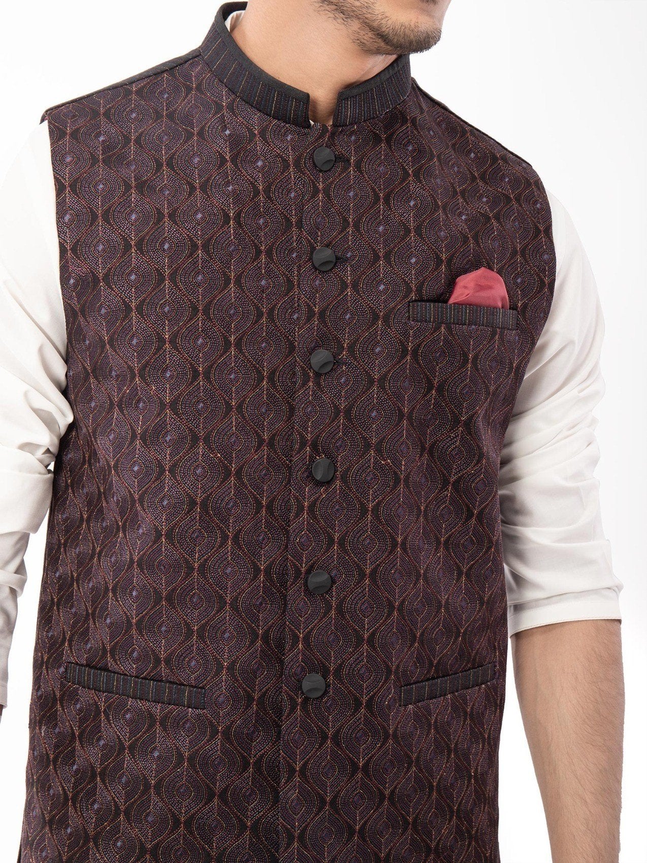 Men's Black Waist Coat Ceremonial - EMTWCC21-078 - Image 4