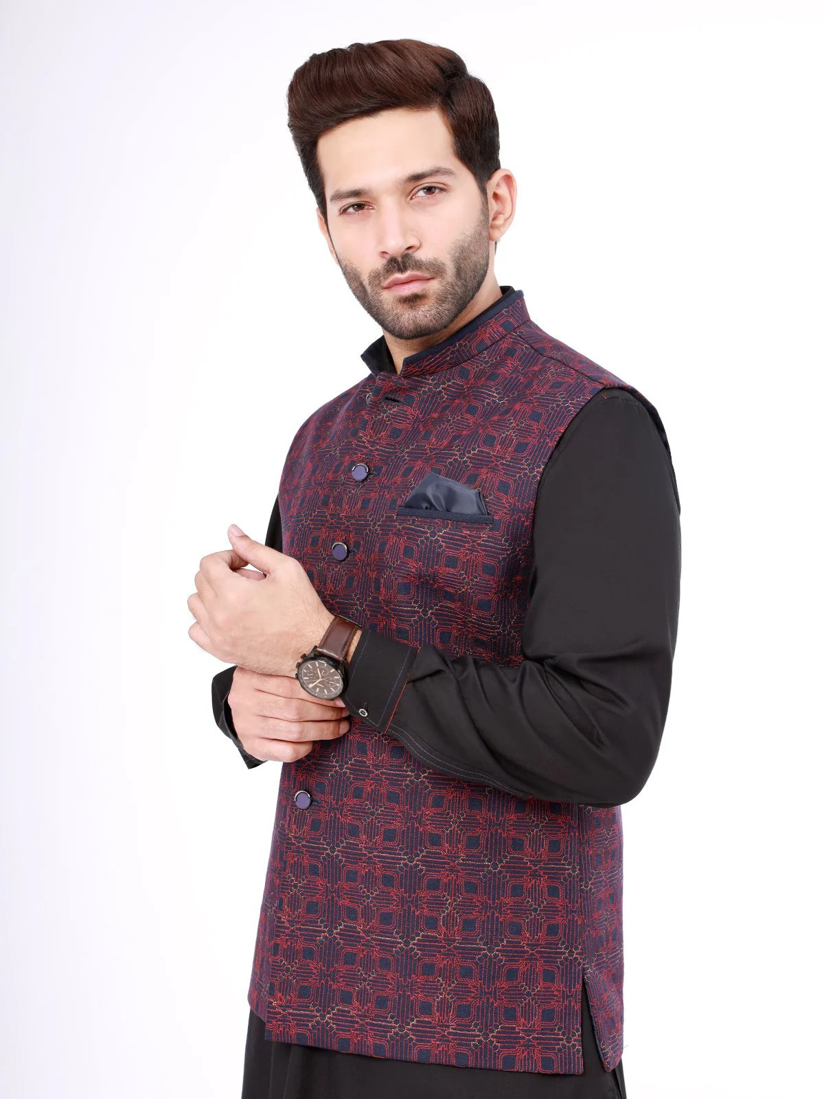 Men's Dark Navy Waist Coat Ceremonial - EMTWCC21-080 - Image 2