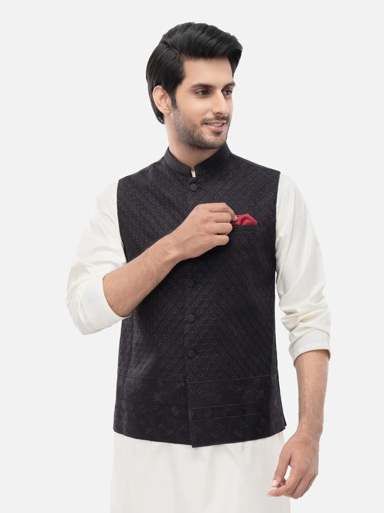 Men's Black Waist Coat Ceremonial - EMTWCC21-081 - Image 3
