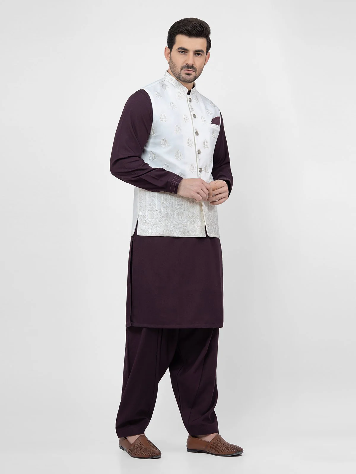 Men's White Waist Coat Ceremonial - EMTWCC21-083 - Image 3