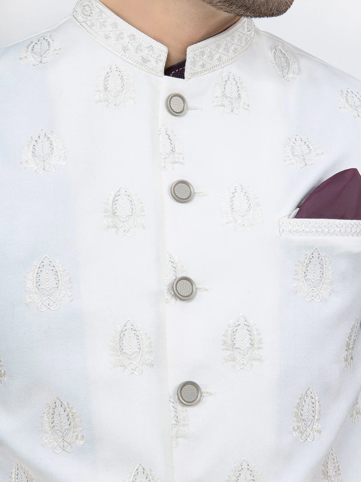 Men's White Waist Coat Ceremonial - EMTWCC21-083 - Image 4