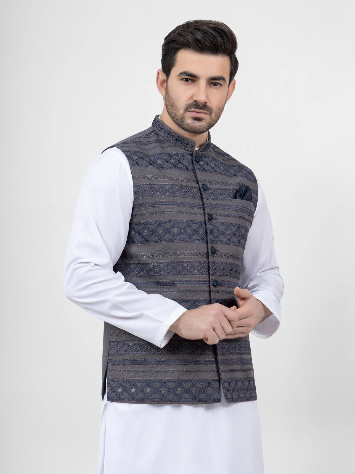 Men's Grey Waist Coat Ceremonial - EMTWCC21-084 - Image 2