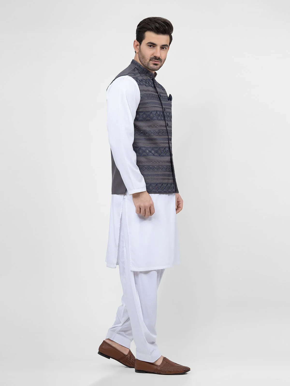 Men's Grey Waist Coat Ceremonial - EMTWCC21-084 - Image 3