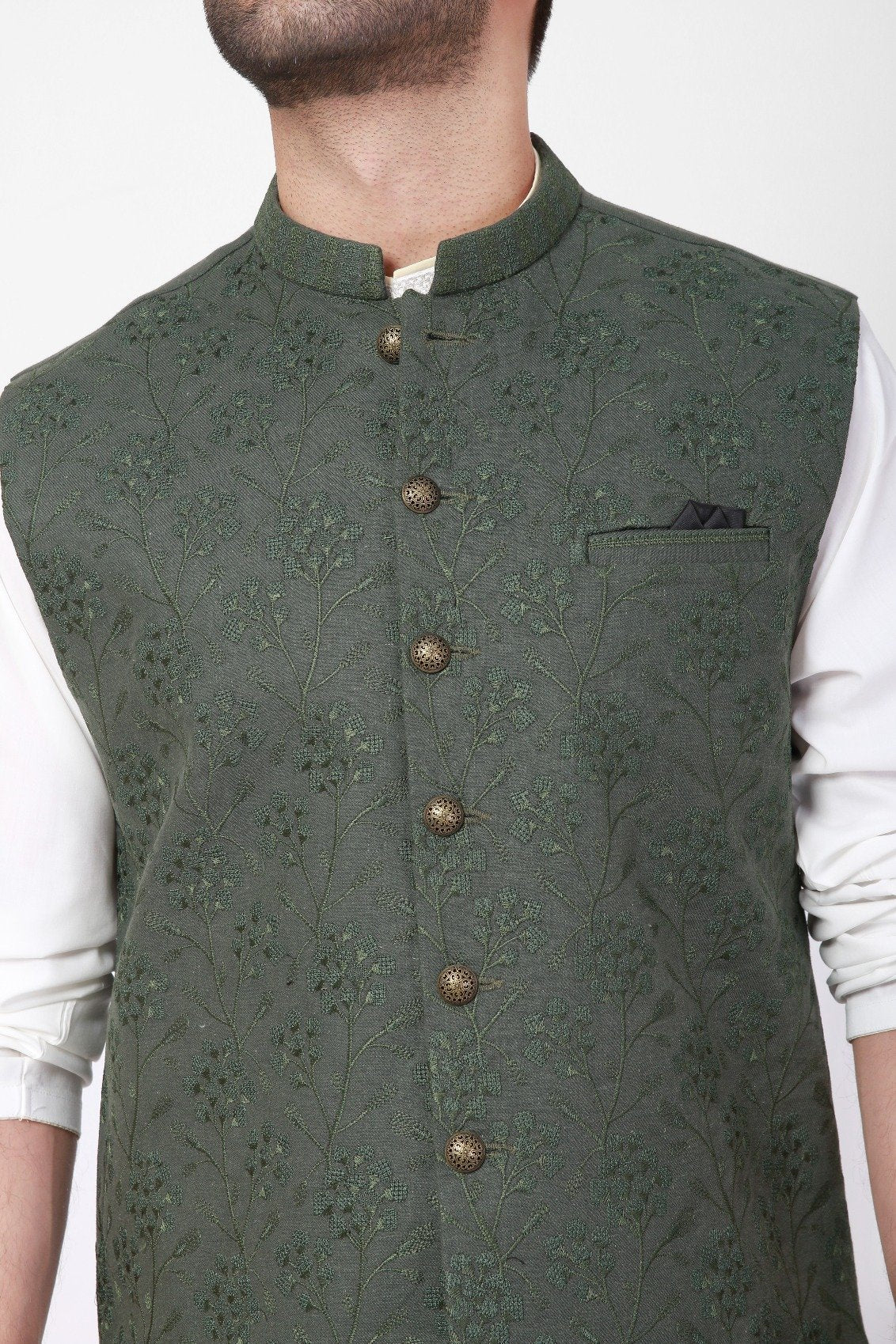 Men's Green Waist Coat Ceremonial - EMTWCC21-085 - Image 3