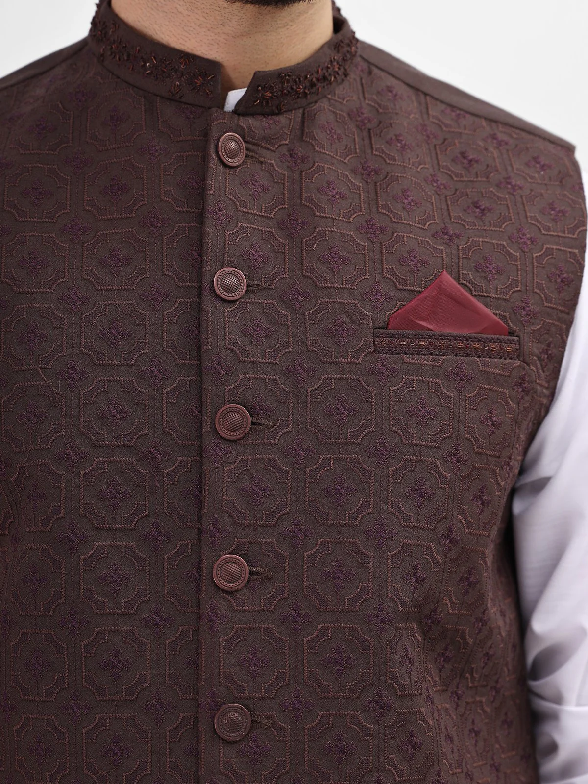 Men's Dark Brown Waist Coat Ceremonial - EMTWCC21-086 - Image 2