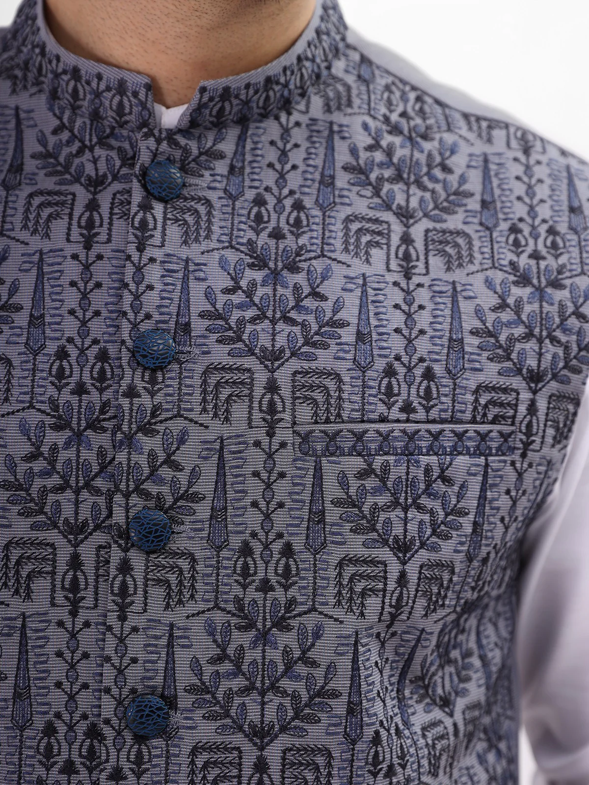 Men's Mid Blue Waist Coat Ceremonial - EMTWCC21-087 - Image 2