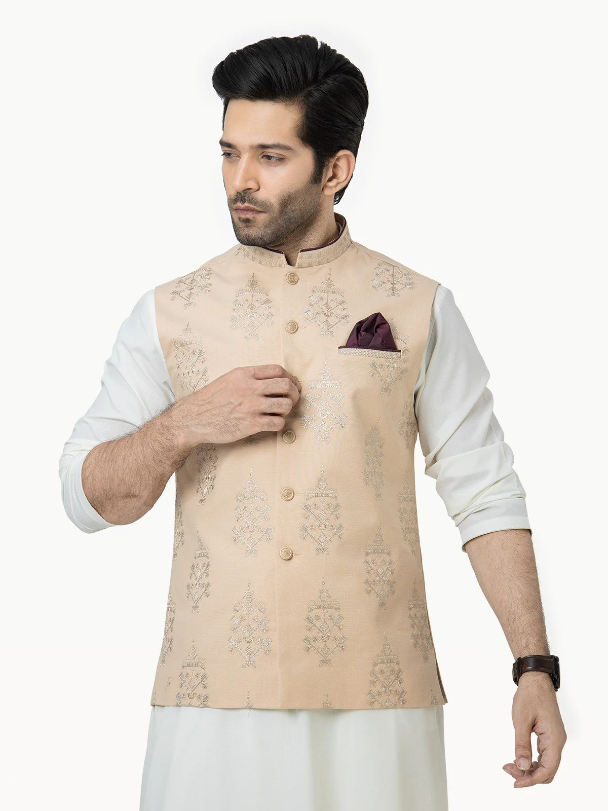 Men's Fawn Waist Coat Ceremonial - EMTWCC21-095 - Image 2