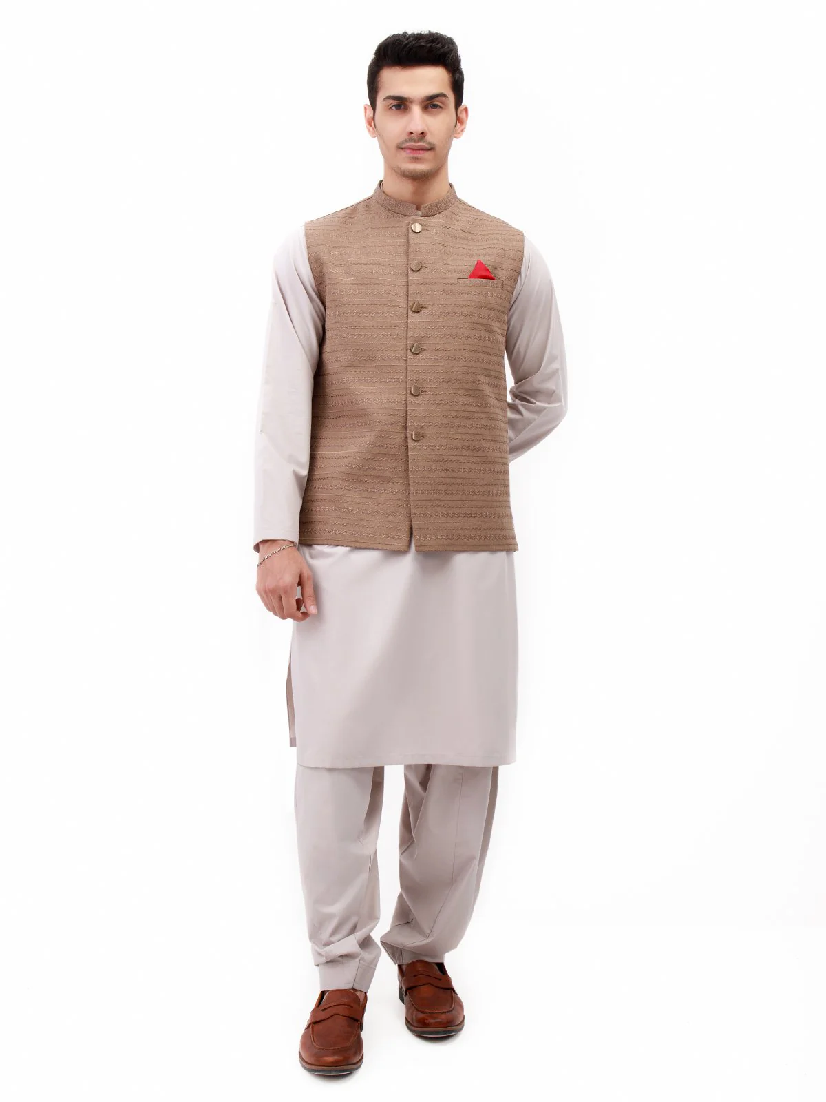 Men's Fawn Waist Coat Ceremonial - EMTWCC21-097