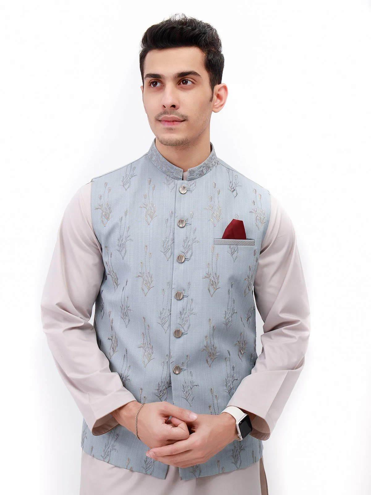 Men's Light Blue Waist Coat Ceremonial - EMTWCC21-098 - Image 2