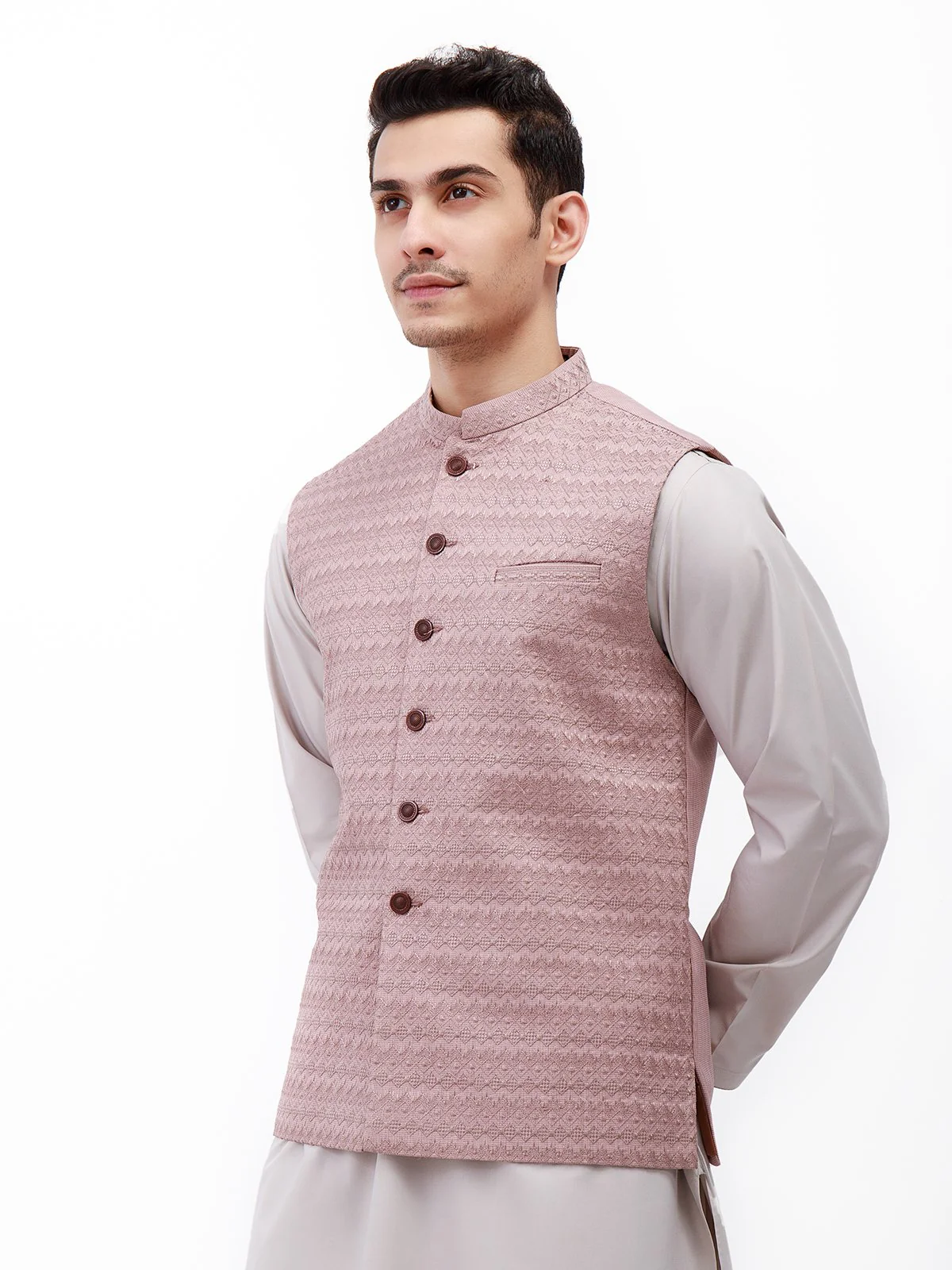Men's Tea Rose Waist Coat Ceremonial - EMTWCC21-099 - Image 2