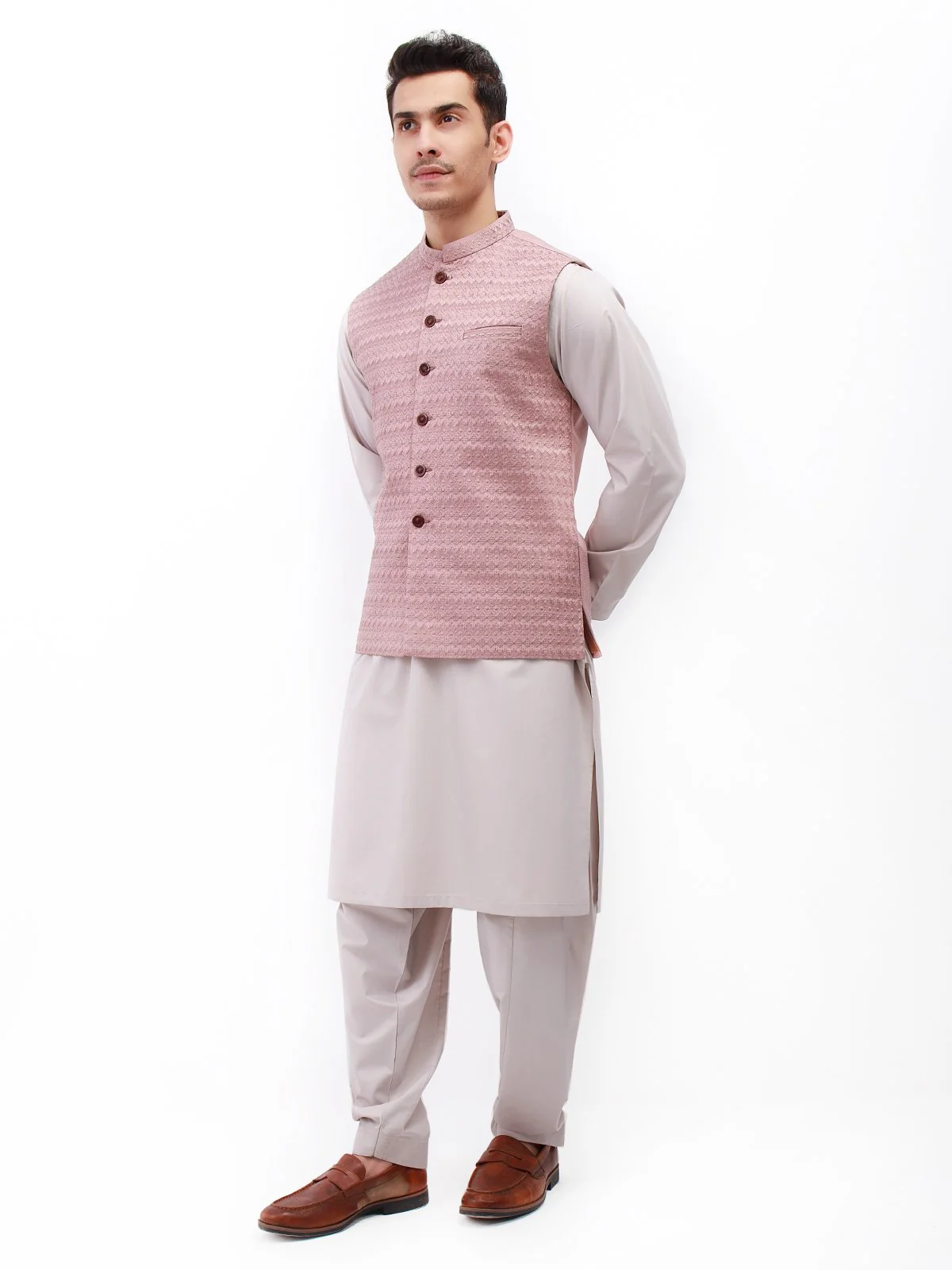 Men's Tea Rose Waist Coat Ceremonial - EMTWCC21-099 - Image 3
