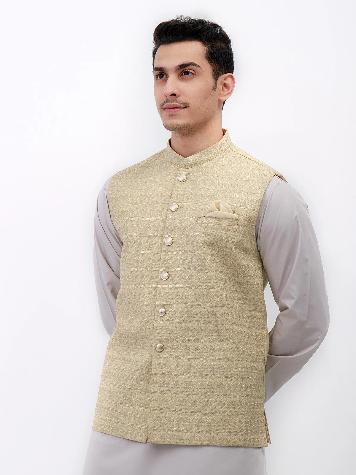 Men's Beige Waist Coat Ceremonial - EMTWCC21-100 - Image 2